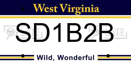SD1B2B West Virginia License Plate