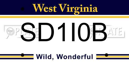 SD1I0B West Virginia License Plate