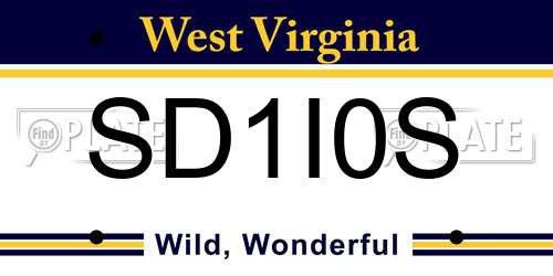 SD1I0S West Virginia License Plate