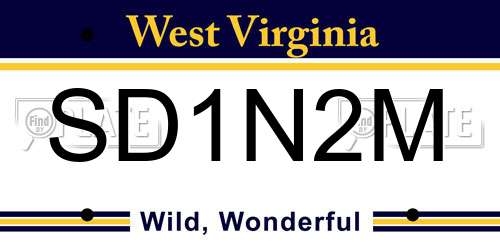 SD1N2M West Virginia License Plate