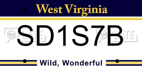 SD1S7B West Virginia License Plate