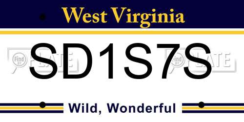 SD1S7S West Virginia License Plate