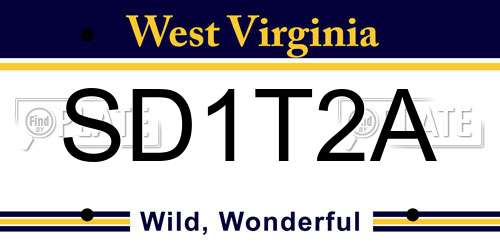 SD1T2A West Virginia License Plate