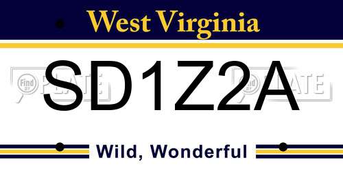 SD1Z2A West Virginia License Plate