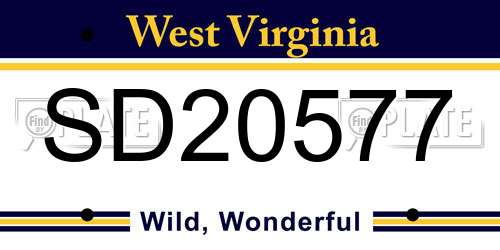 SD20577 West Virginia License Plate