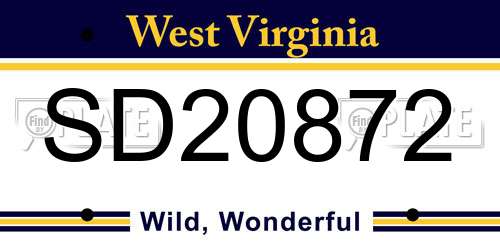 SD20872 West Virginia License Plate