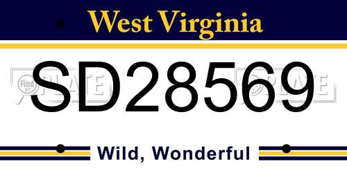SD28569 West Virginia License Plate