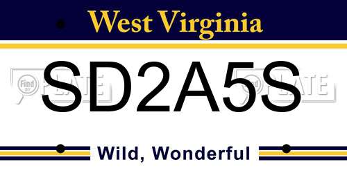 SD2A5S West Virginia License Plate