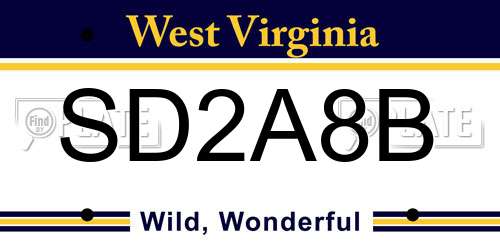 SD2A8B West Virginia License Plate