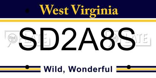 SD2A8S West Virginia License Plate