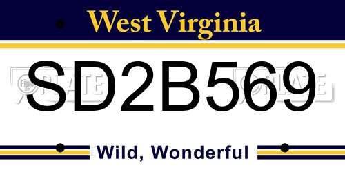 SD2B569 West Virginia License Plate