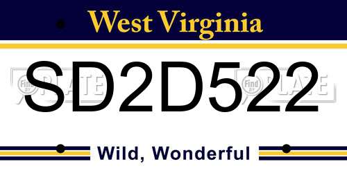 SD2D522 West Virginia License Plate