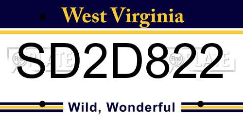 SD2D822 West Virginia License Plate