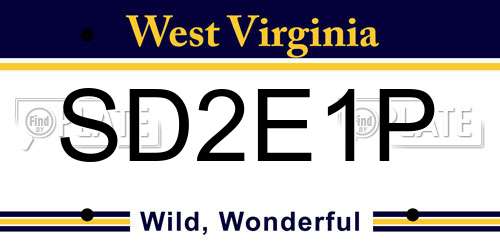 SD2E1P West Virginia License Plate