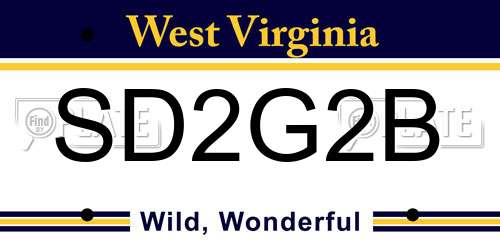 SD2G2B West Virginia License Plate