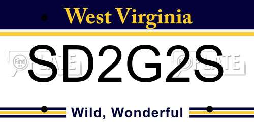SD2G2S West Virginia License Plate