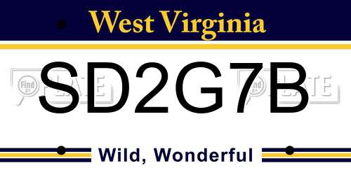 SD2G7B West Virginia License Plate