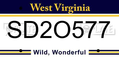 SD2O577 West Virginia License Plate
