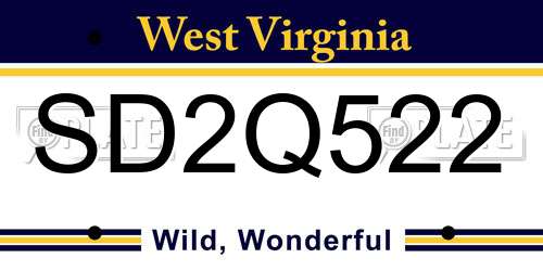 SD2Q522 West Virginia License Plate