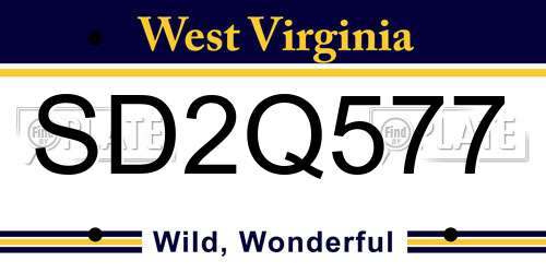 SD2Q577 West Virginia License Plate