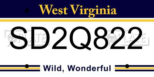SD2Q822 West Virginia License Plate