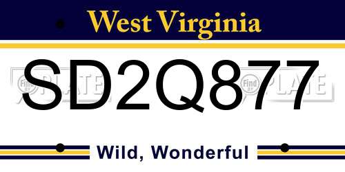 SD2Q877 West Virginia License Plate