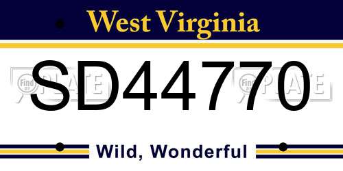 SD44770 West Virginia License Plate