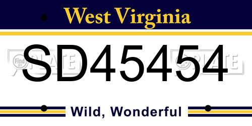 SD45454 West Virginia License Plate