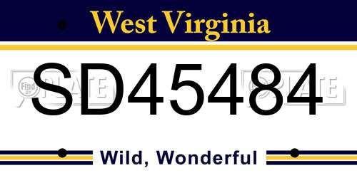 SD45484 West Virginia License Plate