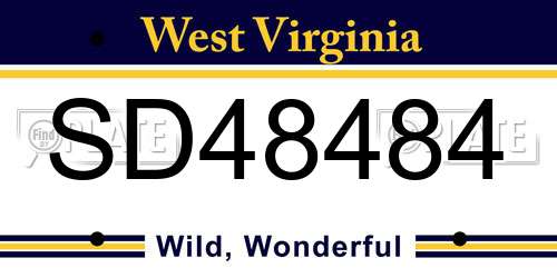 SD48484 West Virginia License Plate