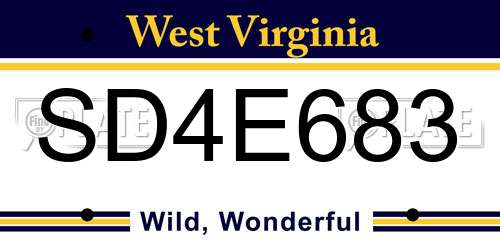 SD4E683 West Virginia License Plate