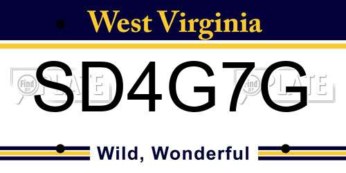 SD4G7G West Virginia License Plate