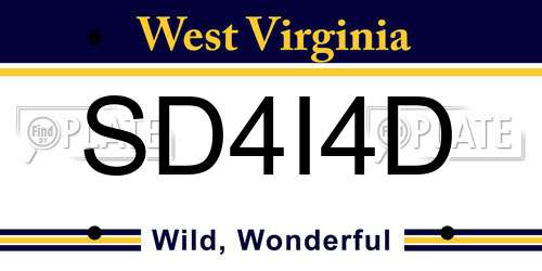SD4I4D West Virginia License Plate