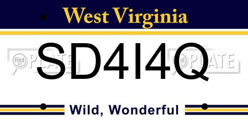 SD4I4Q West Virginia License Plate