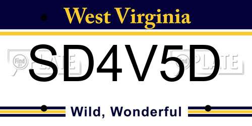 SD4V5D West Virginia License Plate