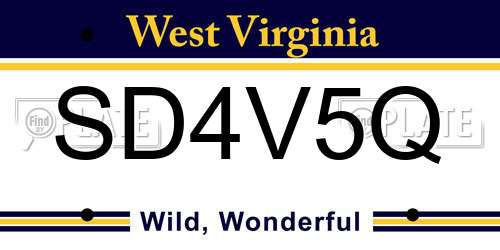 SD4V5Q West Virginia License Plate