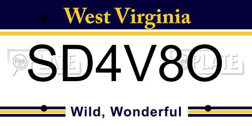 SD4V8O West Virginia License Plate