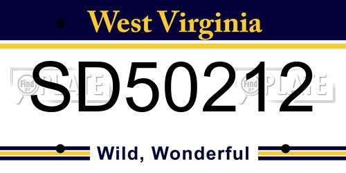 SD50212 West Virginia License Plate