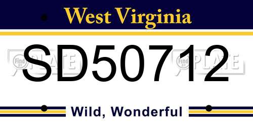 SD50712 West Virginia License Plate