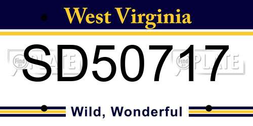 SD50717 West Virginia License Plate