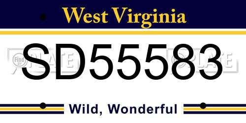SD55583 West Virginia License Plate