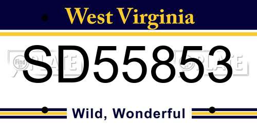 SD55853 West Virginia License Plate