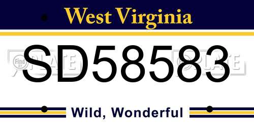 SD58583 West Virginia License Plate