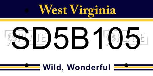 SD5B105 West Virginia License Plate