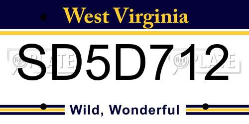 SD5D712 West Virginia License Plate