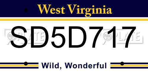 SD5D717 West Virginia License Plate