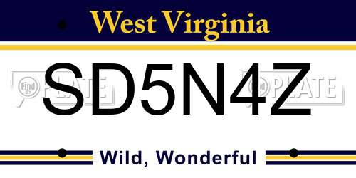 SD5N4Z West Virginia License Plate