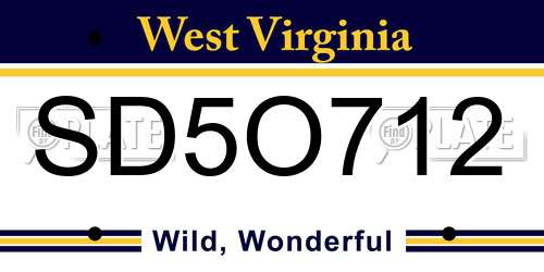SD5O712 West Virginia License Plate