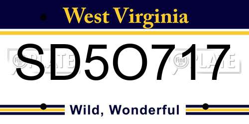 SD5O717 West Virginia License Plate