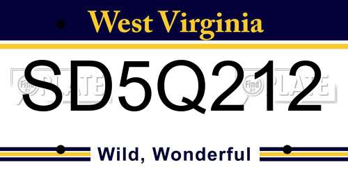 SD5Q212 West Virginia License Plate